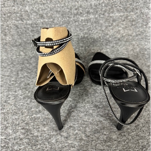 Marc Fisher LTD Black Rhinestone Strappy Stiletto Heels Size 8.5M Glam - Picture 9 of 11